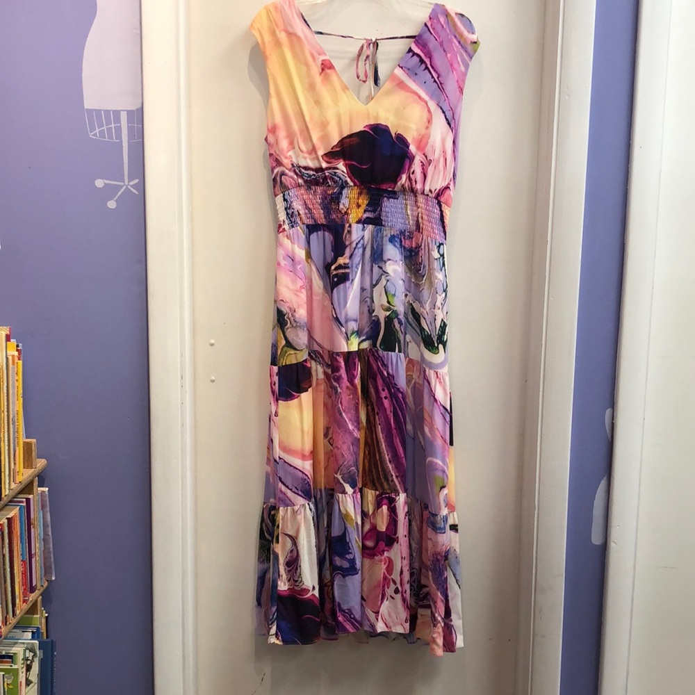 Chic Pink and Purple Maxi Dress